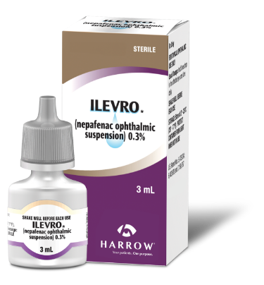 ILEVRO bottle next to packaging